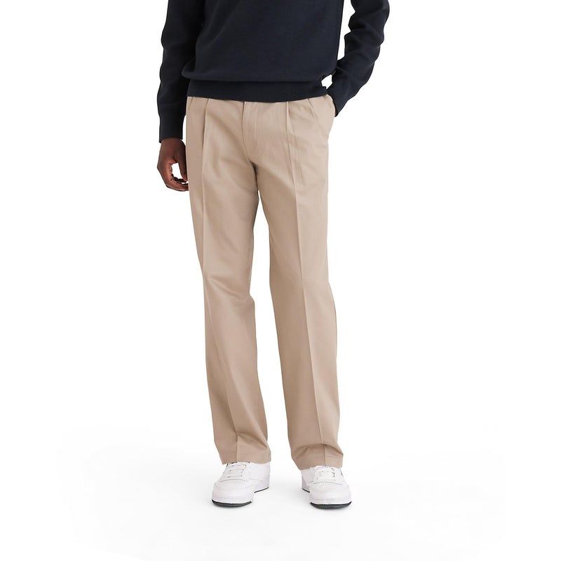 Dockers Men's Relaxed Fit Signature Khaki Lux Cotton Stretch Pants - Pleated, Timberwolf, 44W x 32L - Image 1